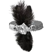 Widmann 1920s pailleten hoofdband zilver met bloem en veren