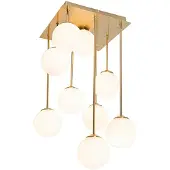 QAZQA Moderne plafondlamp goud met opaal glas 9-lichts - Athens