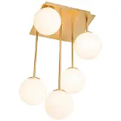 QAZQA Moderne plafondlamp goud met opaal glas 5-lichts - Athens