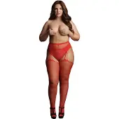 Le Désir - Jarretel panty met strass steentjes - Rood