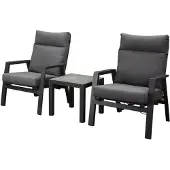 AVH-Collectie Vegas lounge balkonset 3 delig verstelbaar aluminium antraciet