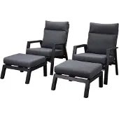 AVH-Collectie Vegas lounge balkonset 4 delig verstelbaar antraciet
