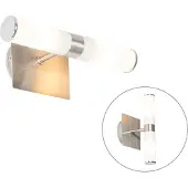 QAZQA Moderne wandlamp staal IP44 2-lichts - Bath