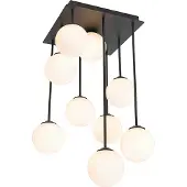 QAZQA Moderne plafondlamp zwart met opaal glas 9-lichts - Athens