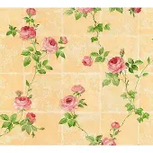 Living Walls KLASSIEK TEGELMOTIEF MET ROZENRANKEN BEHANG | Franse Stijl - roze groen oranje beige - Château 5