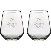 Pasabahce Gegraveerde Drinkglas 42,5cl De Leafste Mem-De Leafste Heit