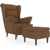 vidaXL Fauteuil met voetenbank fluweel bruin