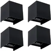 Proventa KUBUS Outdoor LED Muurlamp - Dimbaar - 4pack Wandlamp Zwart