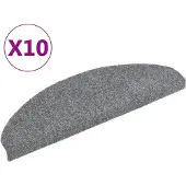 vidaXL Trapmatten Zelfklevend 10 st 65x21x4 cm Lichtgrijs Halfrond Groot