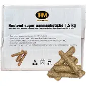 THM Houtwol aanmaak krullen geperste tot super aanmaaksticks 1,5kg in voordeeldoos