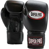 Super Pro Combat Gear Thai-Pro Lederen (Thai)bokshandschoenen Zwart 14oz