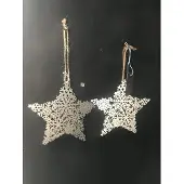 Christmas House Set van 2 houten ornamenten ster van ijsvlokken kerstboomhanger