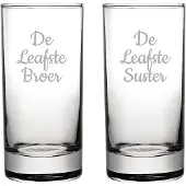 Fusion Gegraveerde longdrinkglas 28,5cl De Leafste Broer-De Leafste Suster