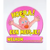 Paper Dreams Huldebord / deurbord - Geboorte meisje (roze, geel en naturel)