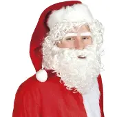 Ilmapallokeskus Kerstmannen baard en pruik set (rood en wit)