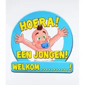 Paper Dreams Huldebord / deurbord - Geboorte jongen (blauw, geel en naturel)