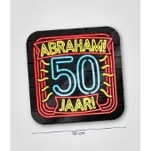 Paper Dreams Deurbord neon 50 jaar Abraham (zwart en multicolor)