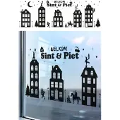 Partyxplosion Raamstickers Welkom Sint en Piet (zwart)