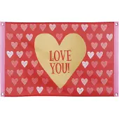 Boland - Polyester vlag 'LOVE YOU!' - Geen thema - Valentijn - Feestversiering - Liefde - Hart