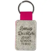 Miko Sleutelhanger - Bonus Dochter | Vilt (grijs / pink)