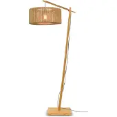 Good&Mojo Iguazu booglamp naturel cilinder Ø50cm, crème / amber, Woon-/ Eetkamer, Textiel / Stof / Zijde, vloerlamp hout