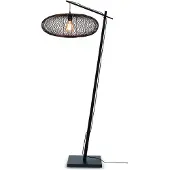 Good&Mojo Good &amp; Mojo Booglamp Cango groot, zwart, hoogte 176 cm, zwart, Woon-/ Eetkamer, Bamboe, Design, vloerlamp