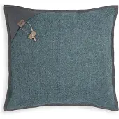 Knit Factory Hope Sierkussen - Vierkant kussen - Kussen woonkamer - Bank kussen - Decoratie kussen - Jeans - 50x50 cm - Kussenhoes inclusief kussenvulling
