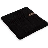 Knit Factory Vinz Gebreid Plaid - Woondeken - plaid - Wollen deken - Kleed - Zwart - 160x130 cm
