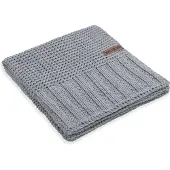 Knit Factory Vinz Gebreid Plaid - Woondeken - plaid - Wollen deken - Kleed - Licht Grijs - 160x130 cm