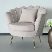 Lizzely Garden & Living Fauteuil zitbank 1 persoons stoel Belle velvet crème