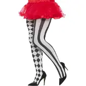 Smiffys Harlekijn panty (zwart en wit)
