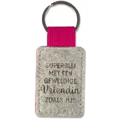 Miko Sleutelhanger - Vriendin | Vilt (grijs / pink)
