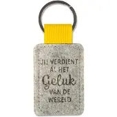 Miko Sleutelhanger - Geluk | Vilt (grijs / geel)