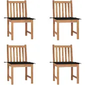 vidaXL Tuinstoelen 4 st met kussens massief teakhout