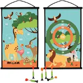Scratch dartbord Safari 2 zijdig 60 x 38 met 6 dartpijlen