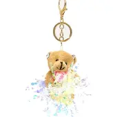 Dielay Sleutelhanger Beer met Glitters - 8 cm - Bruin