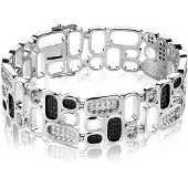 Zinzi Mart Visser by zilveren luxueuze armband wit zwart MVA3Z