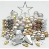 Habitat 100 Pak Gemengde Heldere Kerstballen - Veelkleurig kunststof + ster