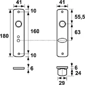 Axa Curve Kortschild met Toilet-stift - Aluminium Geanodiseerd