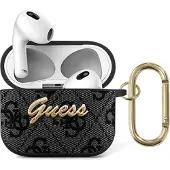 GUESS GUA34GSMK 4G Script PC PU Silicone hoesje voor koptelefoon Apple Airpods 3 zwart (Koptelefoon tas), Hoofdtelefoon Tassen + Beschermende Covers, Zwart