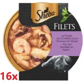 Sheba - Filets - Stukjes Kip,Garnaal & Oceaanvis in Saus - 16x60gr