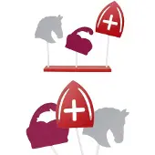 Partyxplosion Decoratie plank Sint, Piet en Amerigo (rood, grijs en paars)