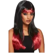 Smiffys Bleeding Dip Dye pruik | zwart rood