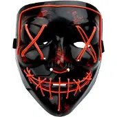 Funny fashion V-vendetta masker met licht (rood zwart)