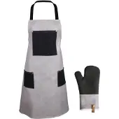 Gusta BBQ Schort en Ovenwant Giftset Pu Leer