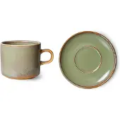 HK Living Home Chef kop met schotel 22 cl Moss green