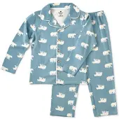 Little label pyjama met dierenprint van katoen blauw Jongens Stretchkatoen Klassieke kraag - maat 146/152