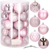 Springos Kerstballen 30 Stuks 8 cm Roze