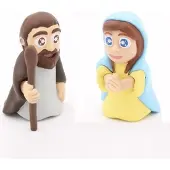 Comansi Jozef en Maria speelfiguurtjes voor kinderen 5.5 cm