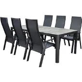 AVH-Collectie Nancy New Delhi dining tuinset 220x100xH74,5 7 delig aluminium verstelbaar